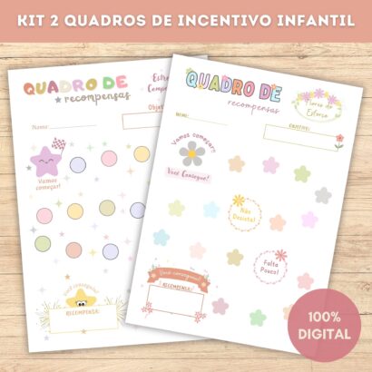 Quadros de Recompensas - Estrelas e Flores