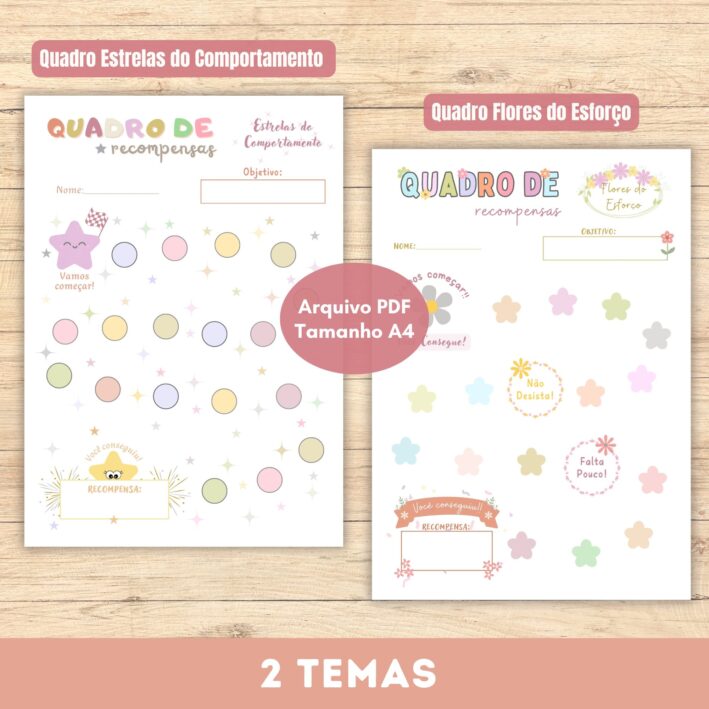 Quadros de Recompensas - Estrelas e Flores - Imagem 2