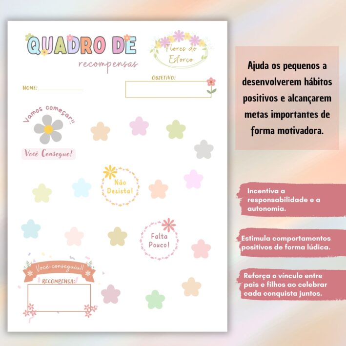Quadros de Recompensas - Estrelas e Flores - Imagem 3